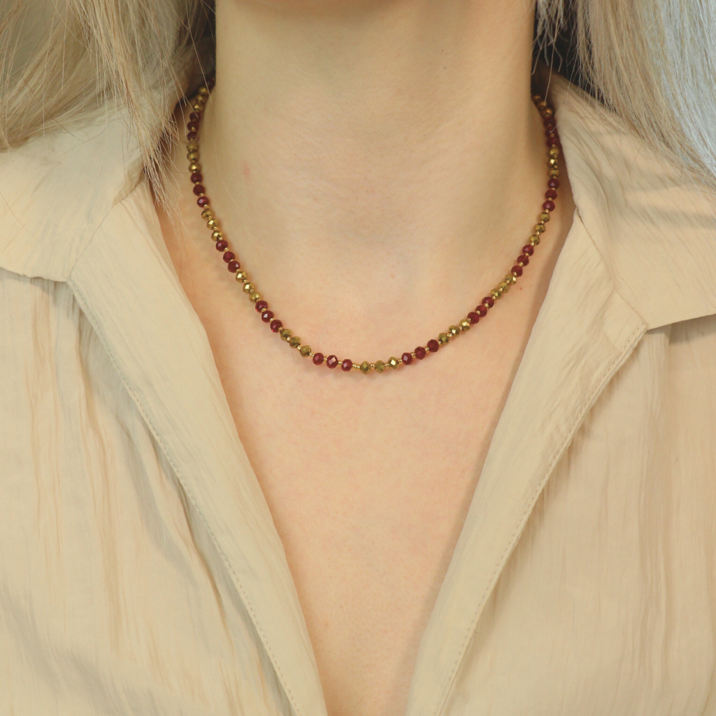 Red Gold Handmade Freshwater Bohemian Necklace