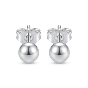 2mm Pure Silver Solid Unisex Round Ball Minimalist Dainty Everyday Studs Earrings (Close-up Detail) | The Colourful Aura