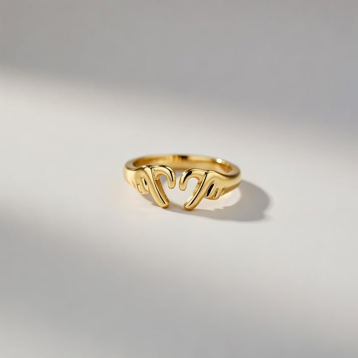 925 Silver Gold Hand Heart Couple Love Adjustable Stackable Ring – The Colourful Aura