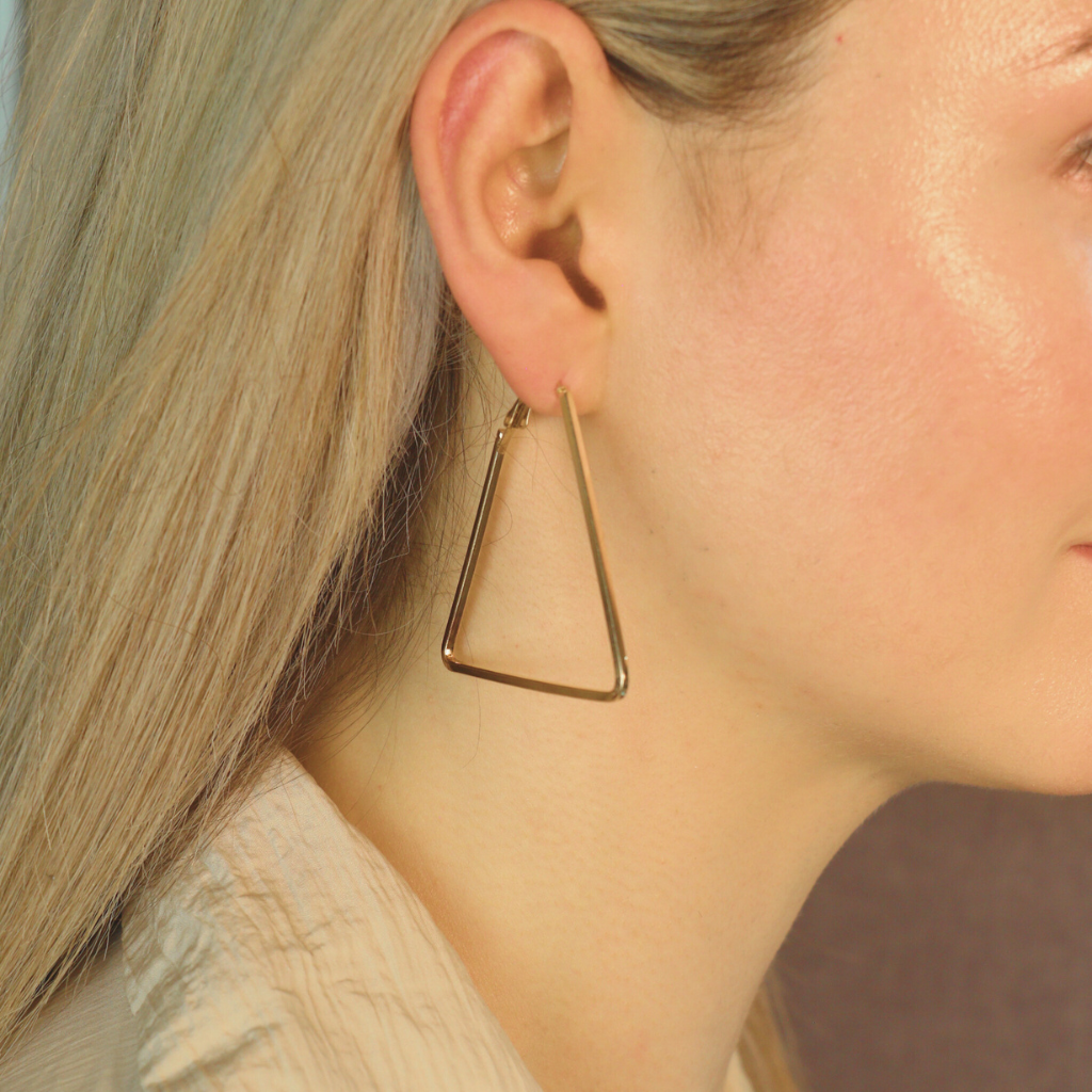 Large Triangle Summer Beach Dainty Hoop Earring