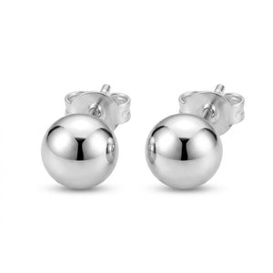 3mm Pure Silver Solid Unisex Round Ball Minimalist Dainty Everyday Studs Earrings (Close-up Detail) | The Colourful Aura