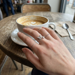 4 Piece Silver Bohemian Butterfly vintage Tribal midi Stackable rings Ring (Close-up Detail) | The Colourful Aura