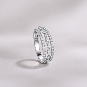 Parallel Silver Stone Open Band Ring — Boho Jewellery UK | The Colourful Aura