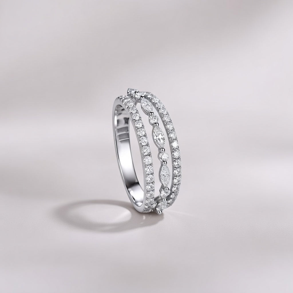 Parallel Silver Stone Open Band Ring — Boho Jewellery UK | The Colourful Aura