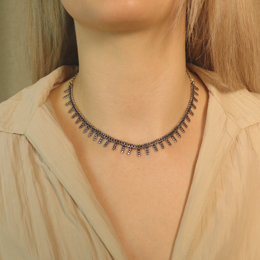 Statement Elegance Chain Indian Oxidised Boho Choker Temple Choker Necklace