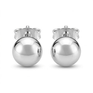4mm Pure Silver Solid Unisex Round Ball Minimalist Dainty Everyday Studs Earrings (Close-up Detail) | The Colourful Aura