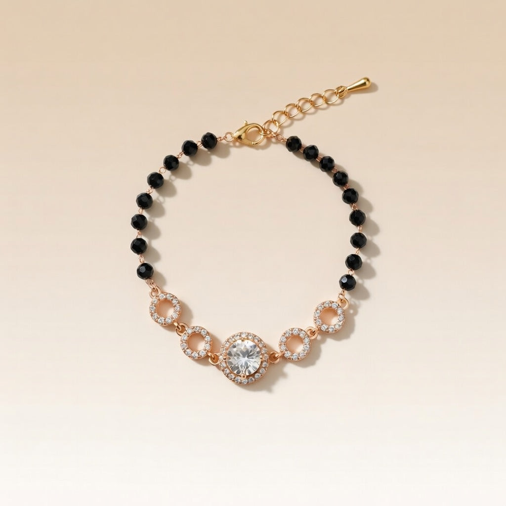 Indian Nazaria Round Zircon Mangalsutra Beaded Indian Bracelet — Boho Jewellery UK | The Colourful Aura