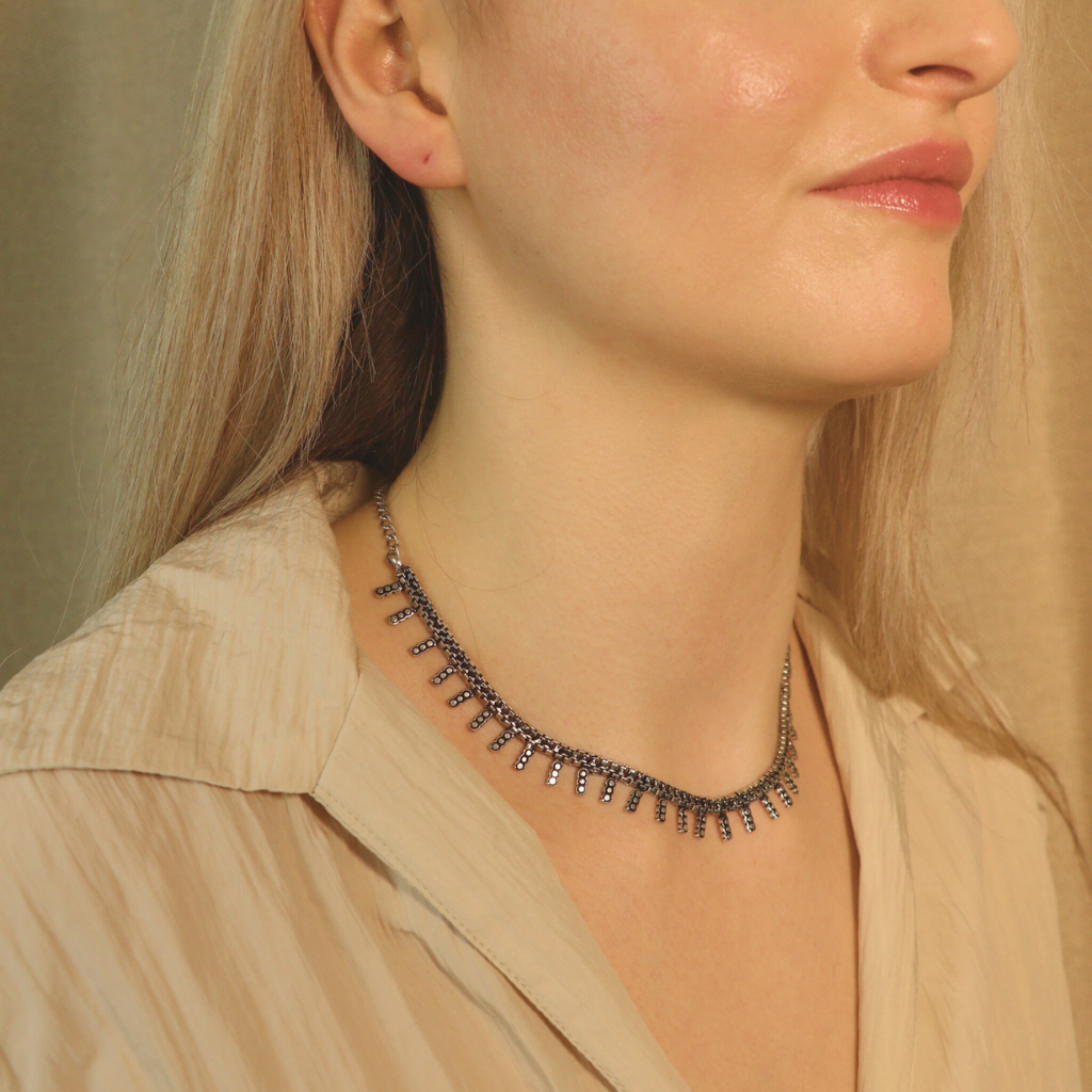 Statement Elegance Chain Indian Oxidised Boho Choker Temple Choker Necklace