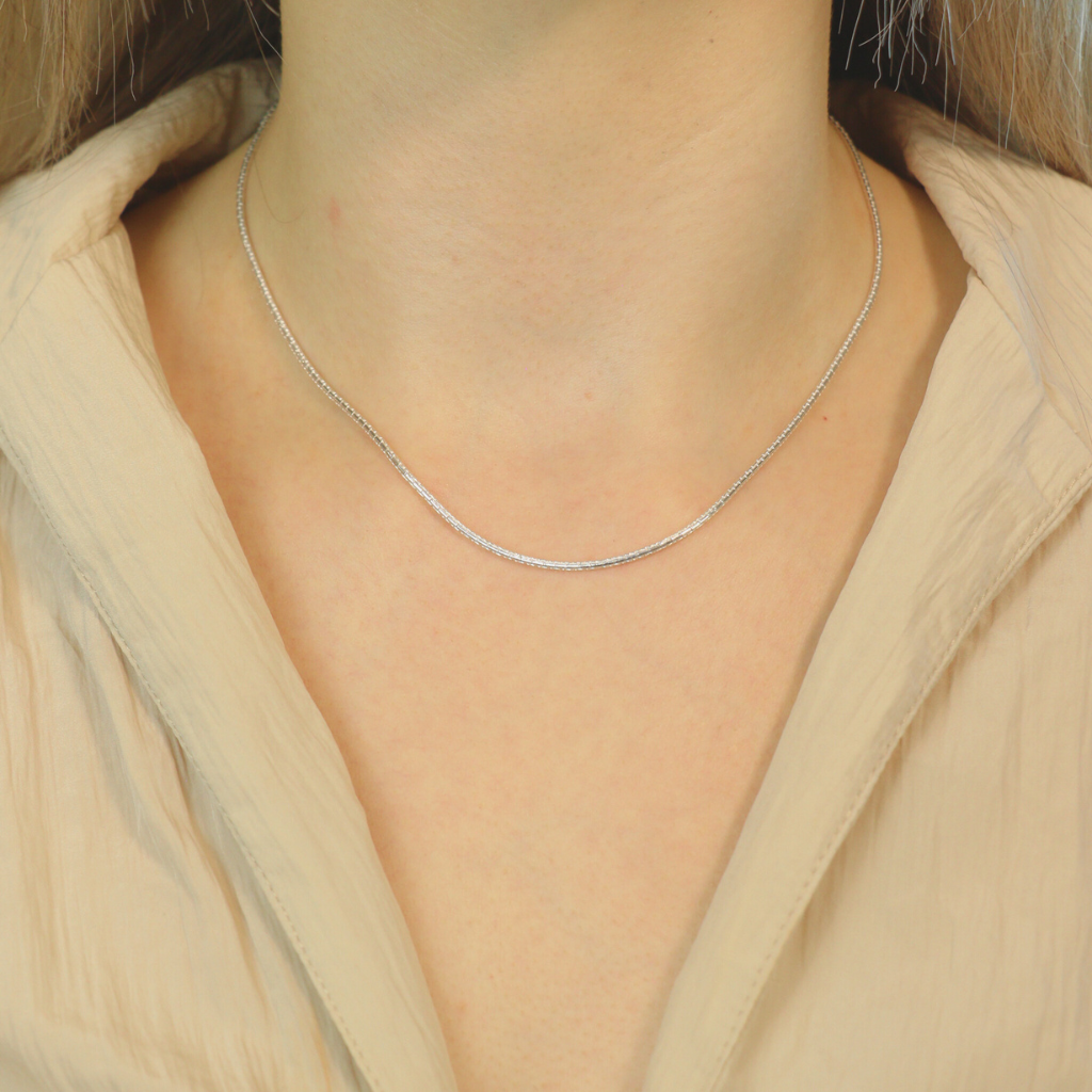 925 Sterling Silver Plain Braided Thin Minimalist Unisex Chain Choker Necklace