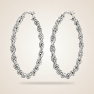 60MM Silver Spiral Round Braided Twist Geometric Dainty Statement Hoop Earrings — Boho Jewellery UK | The Colourful Aura