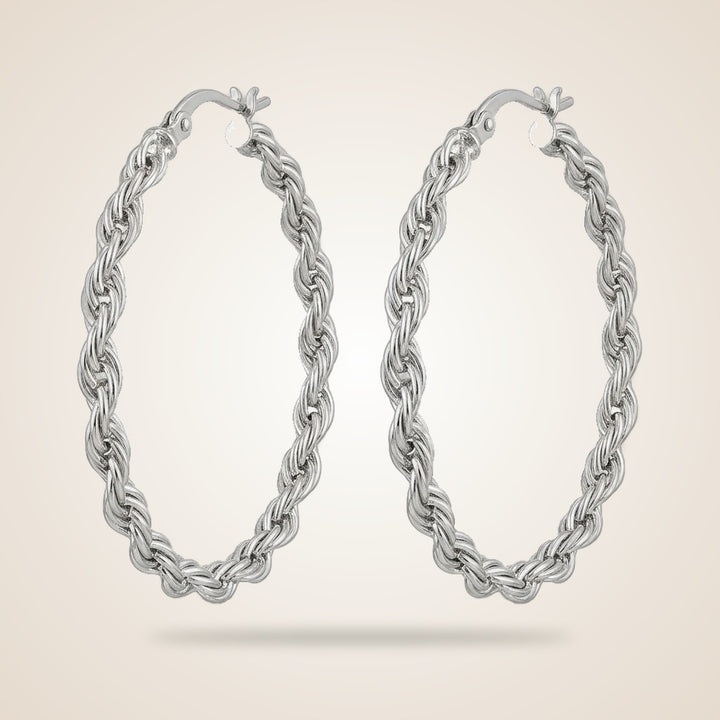 60MM Silver Spiral Round Braided Twist Geometric Dainty Statement Hoop Earrings — Boho Jewellery UK | The Colourful Aura