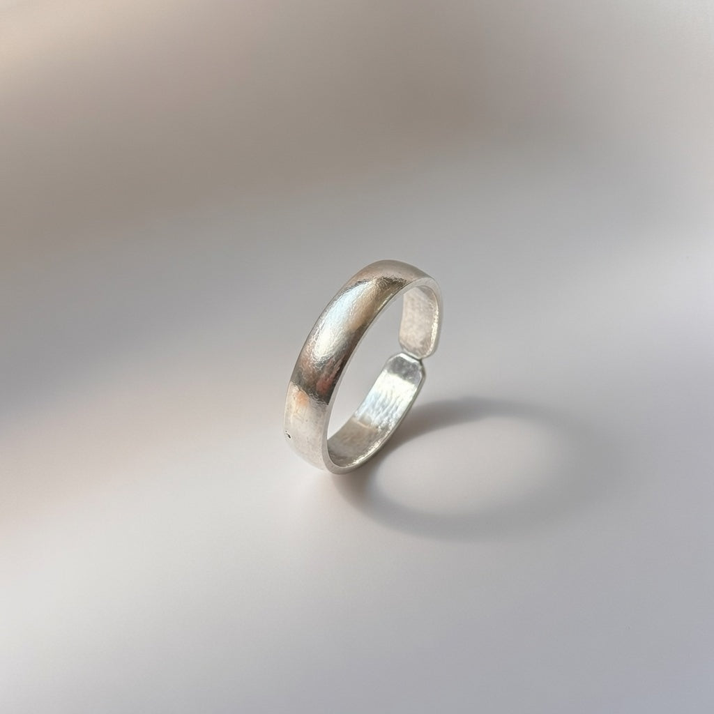 Adjustable Plain Pure Silver Slim Unisex Stacking Band Cuff Ring – The Colourful Aura