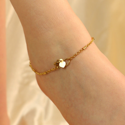 Golden Brass Rounds Beaded Minimalist Boho Slim Foot Indian Payal Anklet