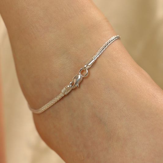 Pure Silver Slim Minimalistic Chain Indie Boho Silver Indian Payal Anklet