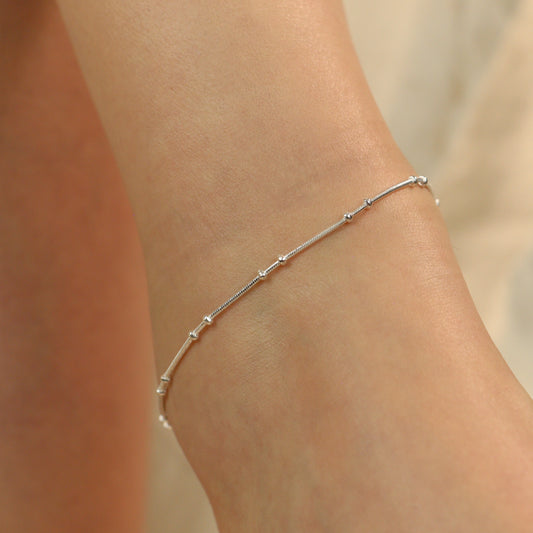 925 Silver This Slim Thread Thin Minimalist Payal Anklet