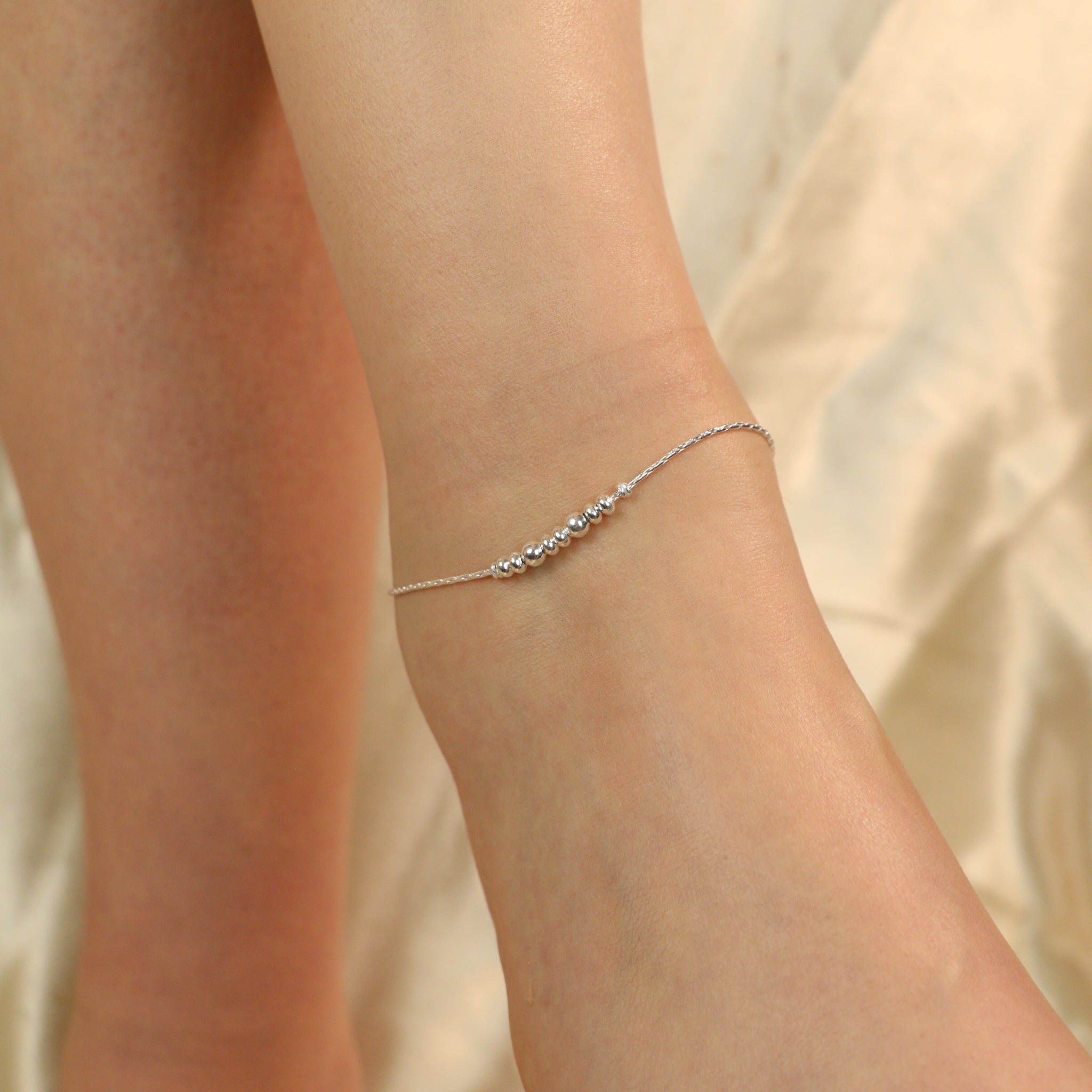 Sterling Silver Anklets, 92.5 Silver Anklets, Pure Silver Minimalist Anklets 2024 with Silver Beads, 92.5 Silver Lightweight Indian Payal.