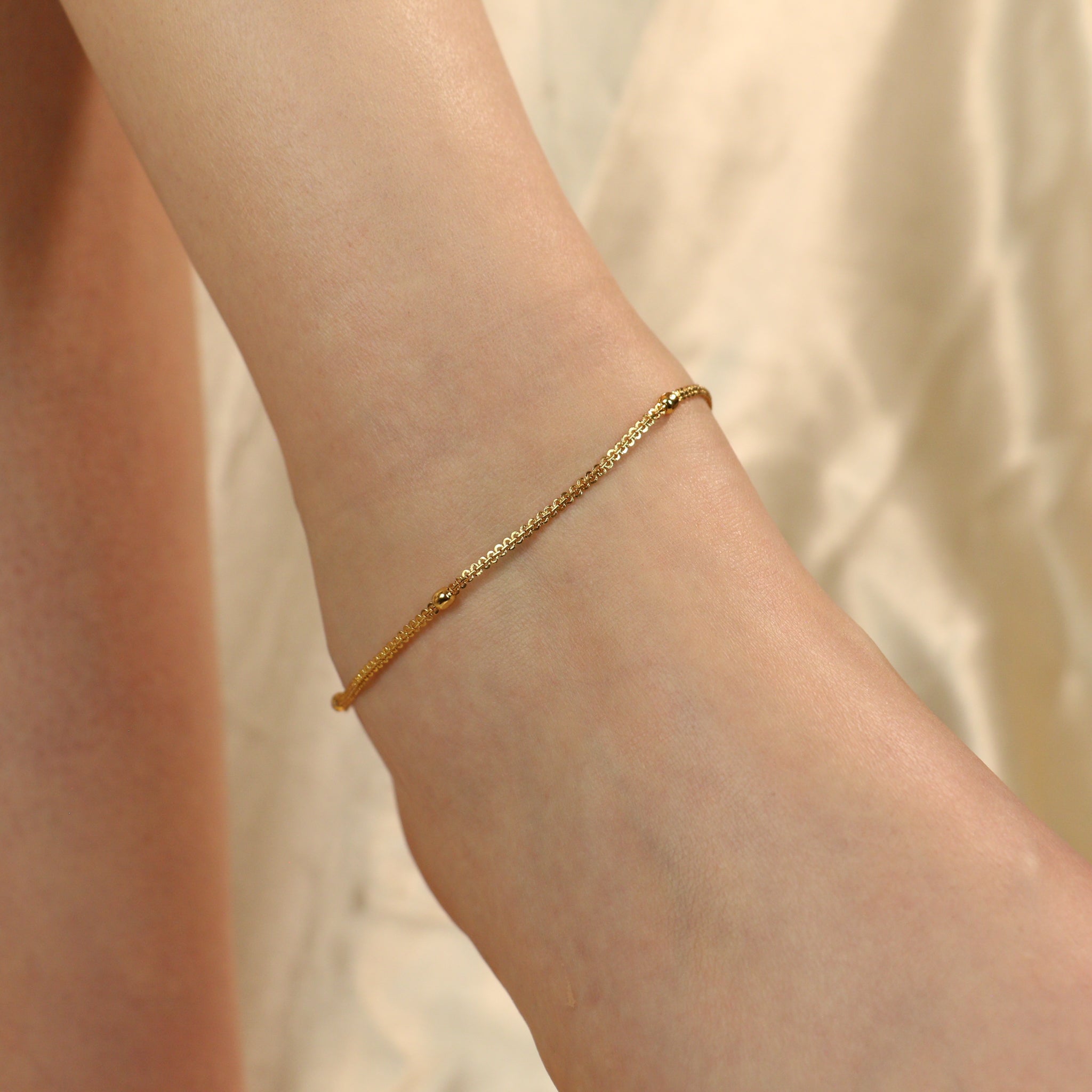 Golden Brass Beaded Round Ball Minimalist Boho Slim Foot Payal Anklet