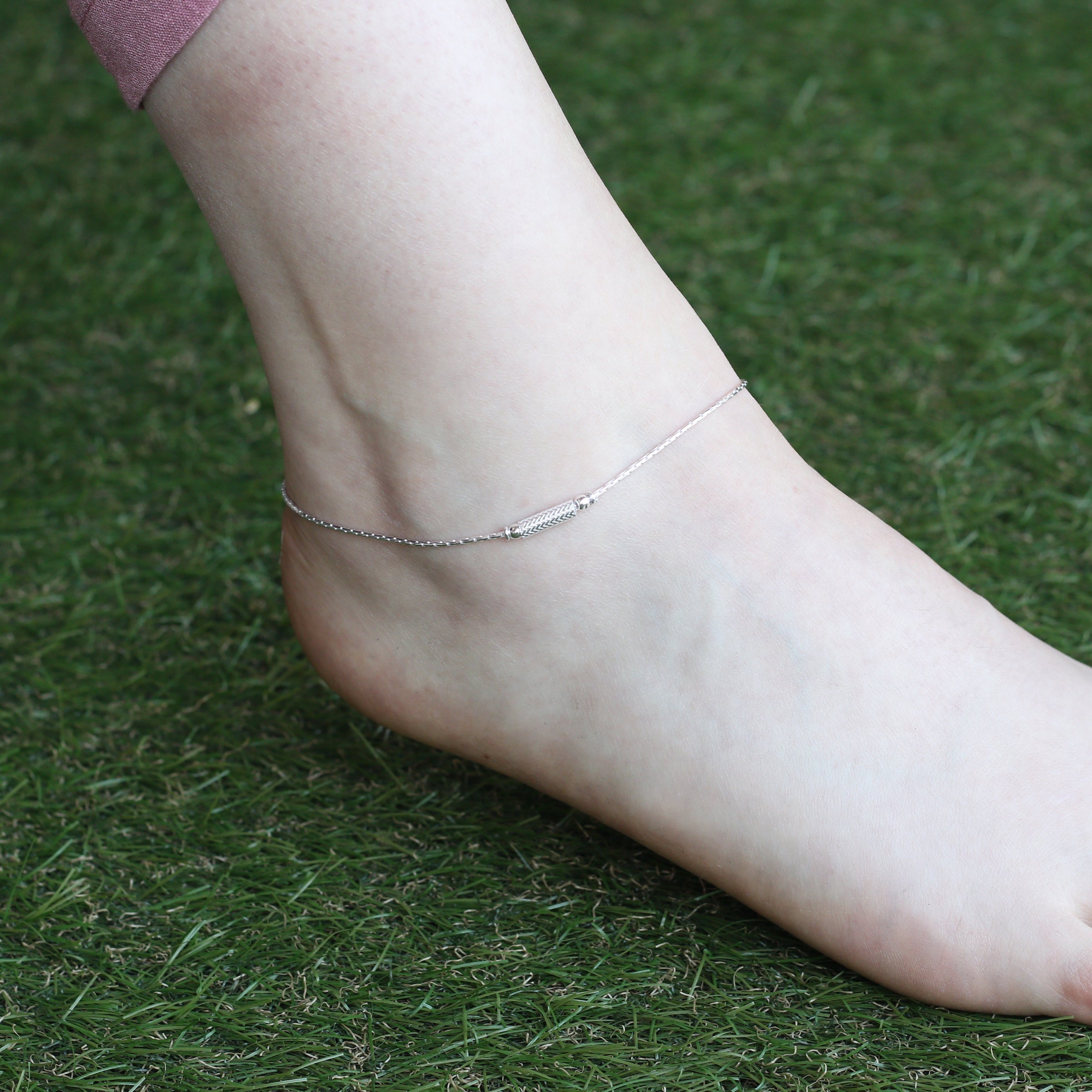 Pure Silver Slim Minimalistic Indie Boho Silver Indian Payal Anklet
