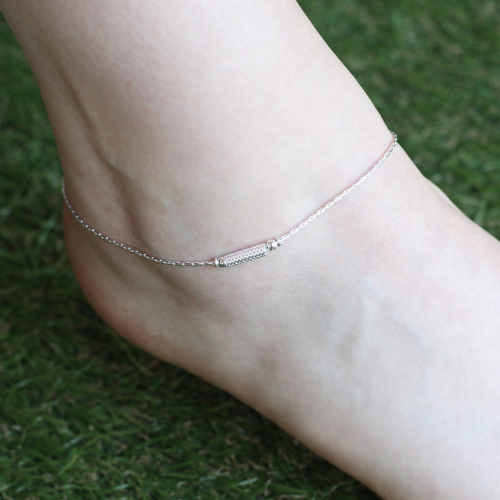 Pure Silver Slim Minimalistic Indie Boho Silver Indian Payal Anklet