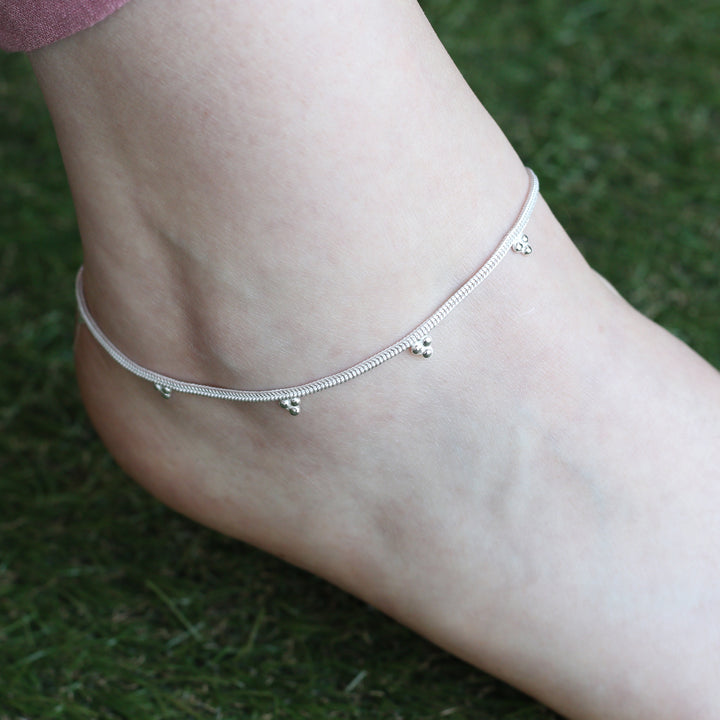 Sterling Silver Grape Summer Indie Boho Silver Payal Indian Anklet