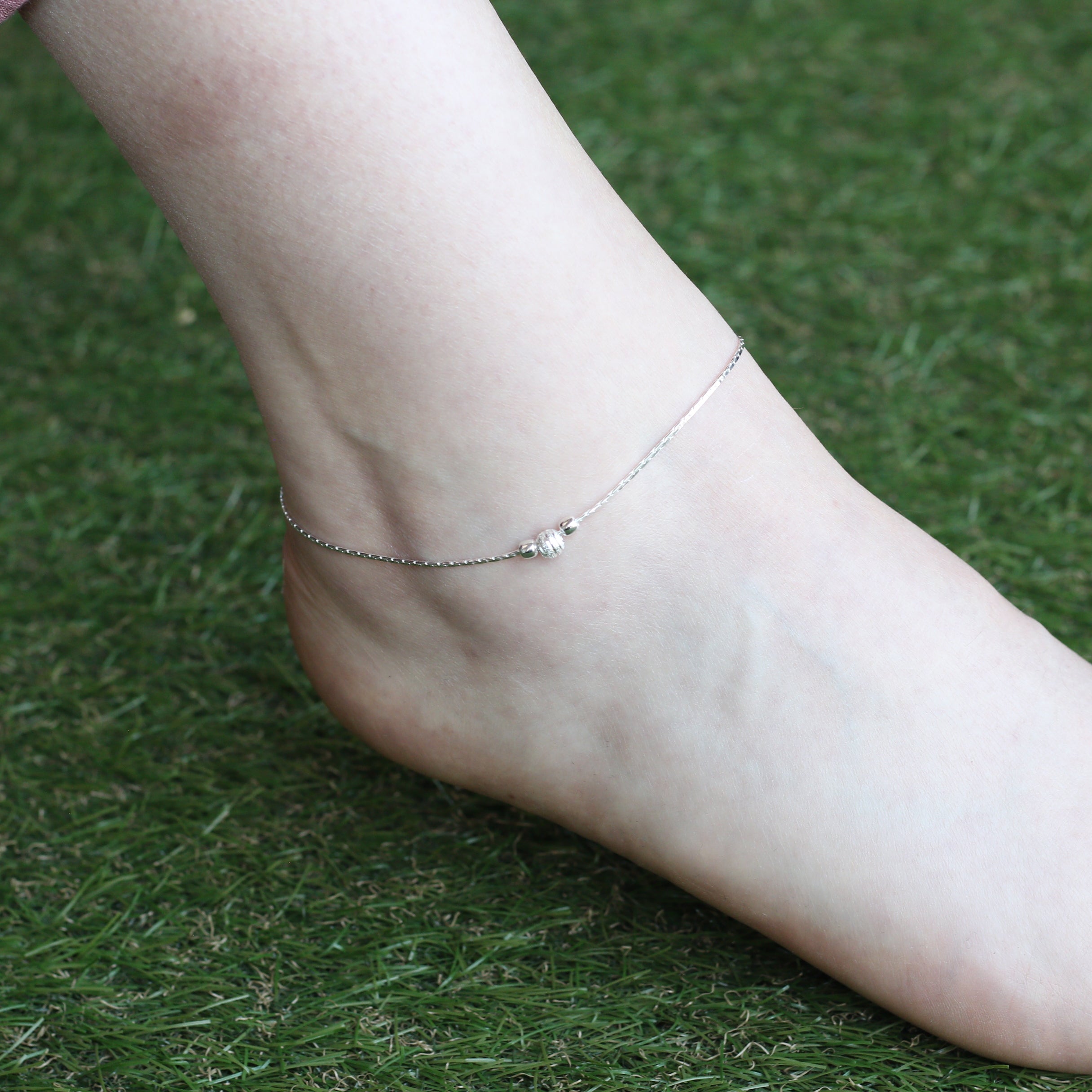 Sterling Silver Bead Summer Indie Boho Silver Indian Payal Anklet Jewellery