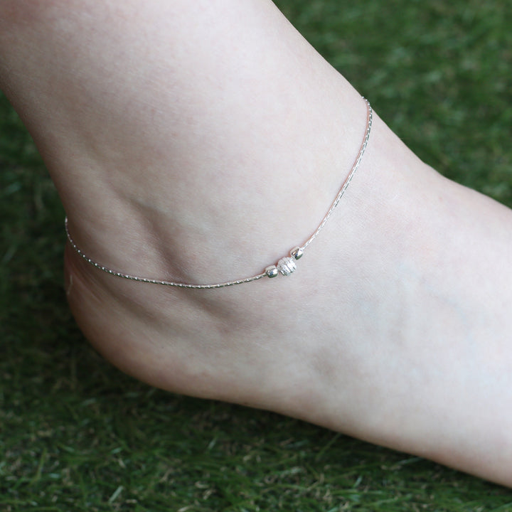 Sterling Silver Bead Summer Indie Boho Silver Indian Payal Anklet Jewellery