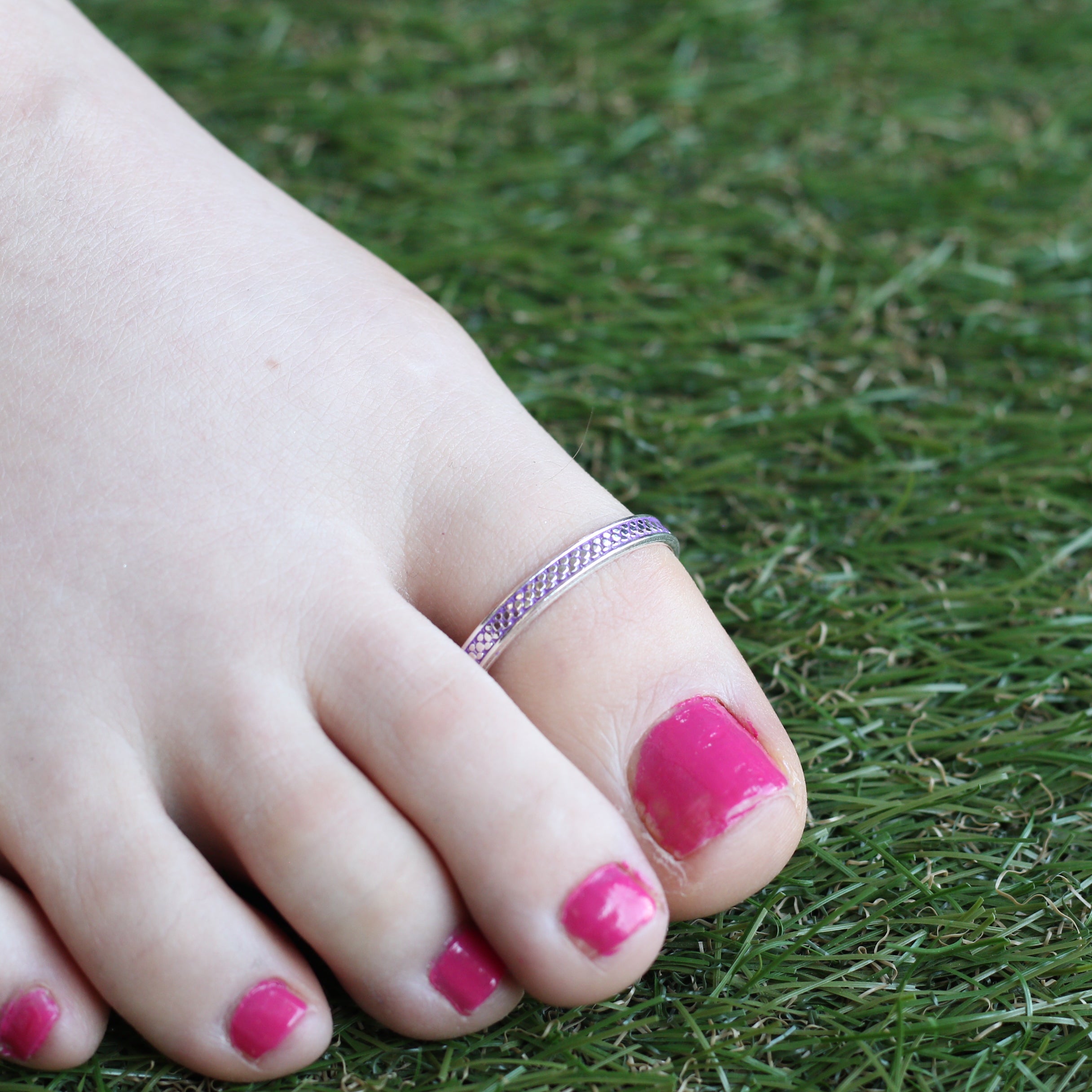 925 Silver Band Boho Slim Purple Thumb Midi Band Toe Ring