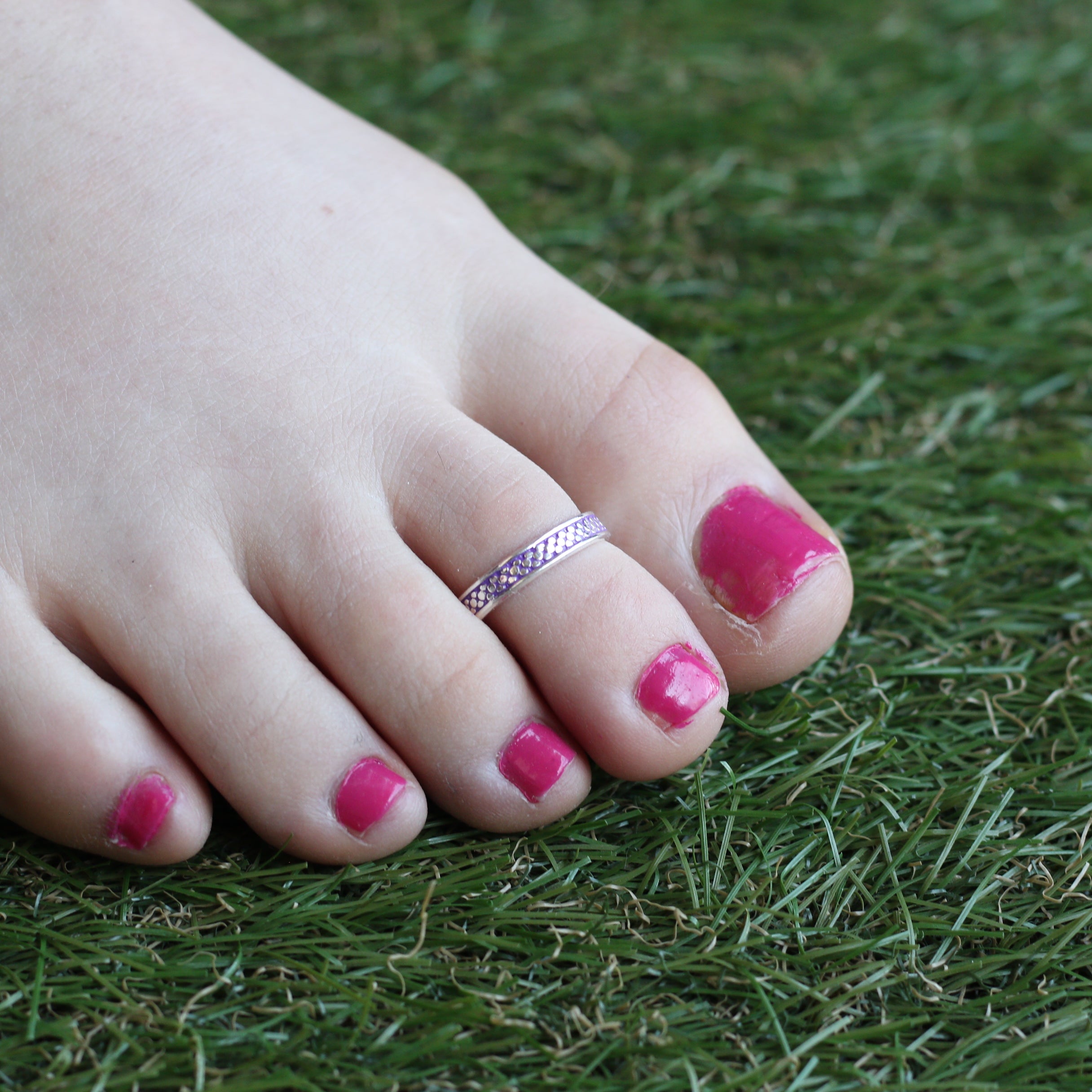 Purple Adjustable Pure Silver Bohemian Foot Toe Ring