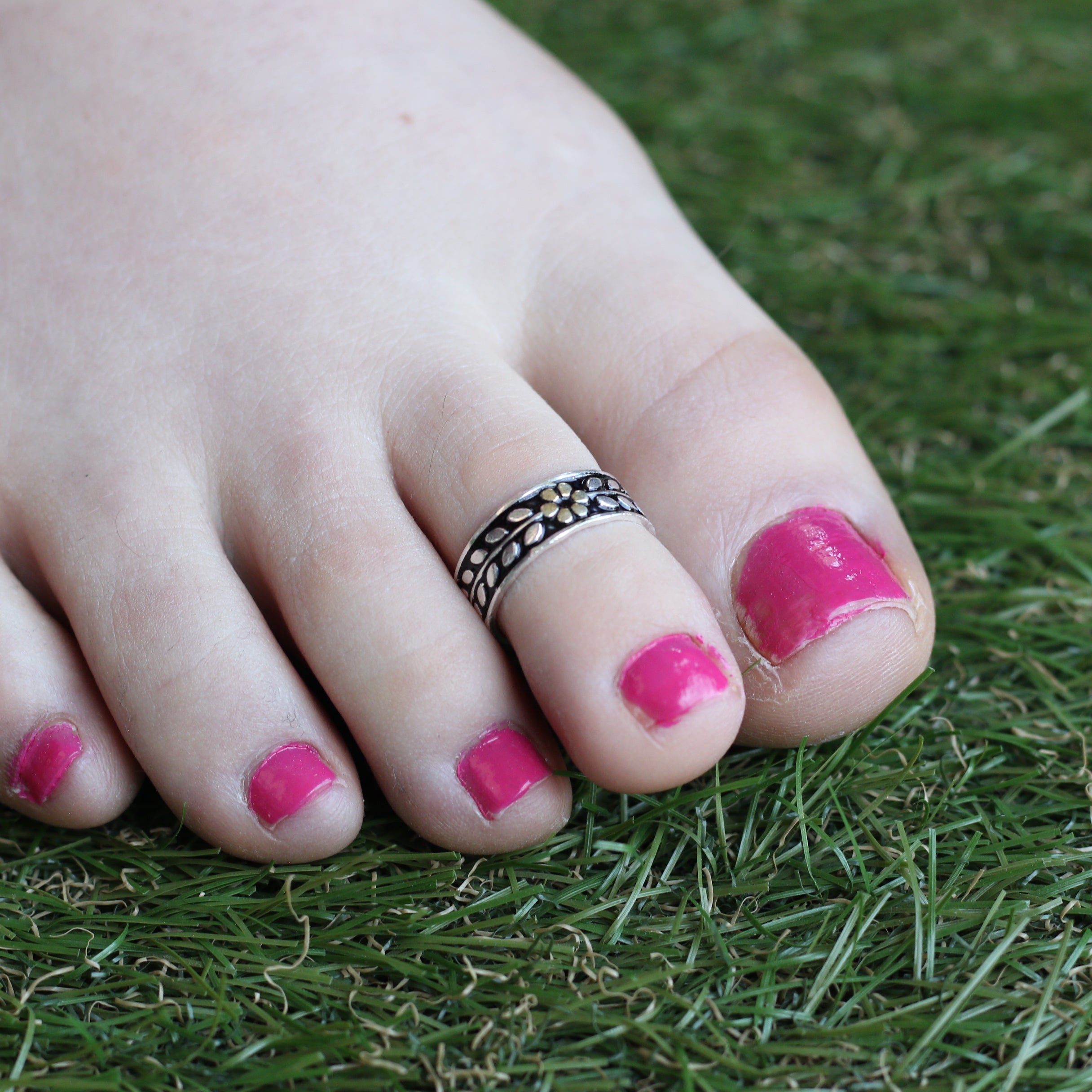 925 Silver Leaf Bohemian Adjustable Dainty Band Toe Ring
