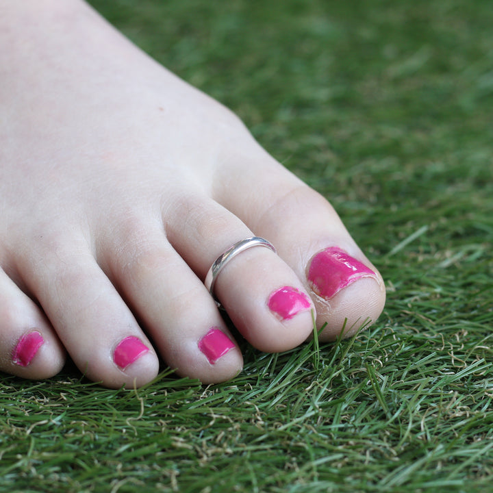 Adjustable Plain Pure Silver Slim Unisex Stacking Band Cuff Toe Ring