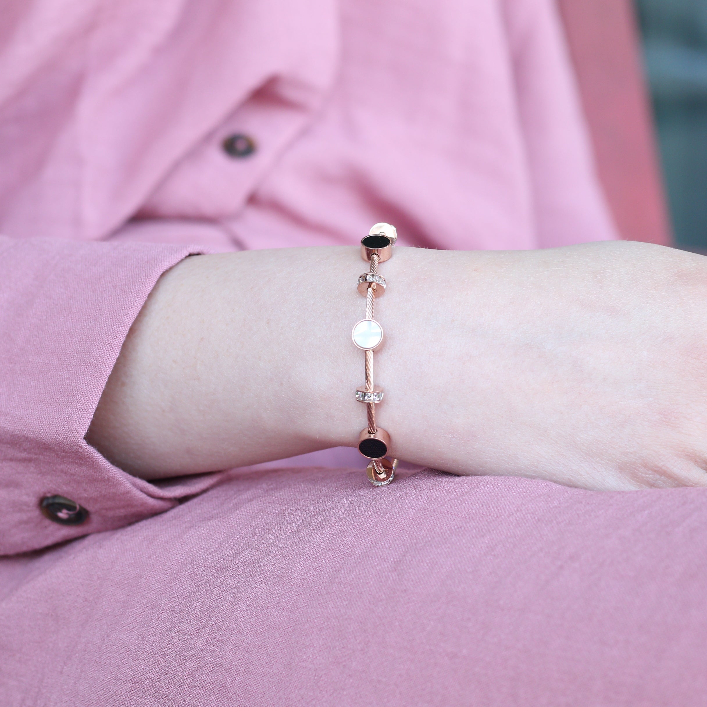 Roman Dual Colour Roman Charm Bracelet Bangle