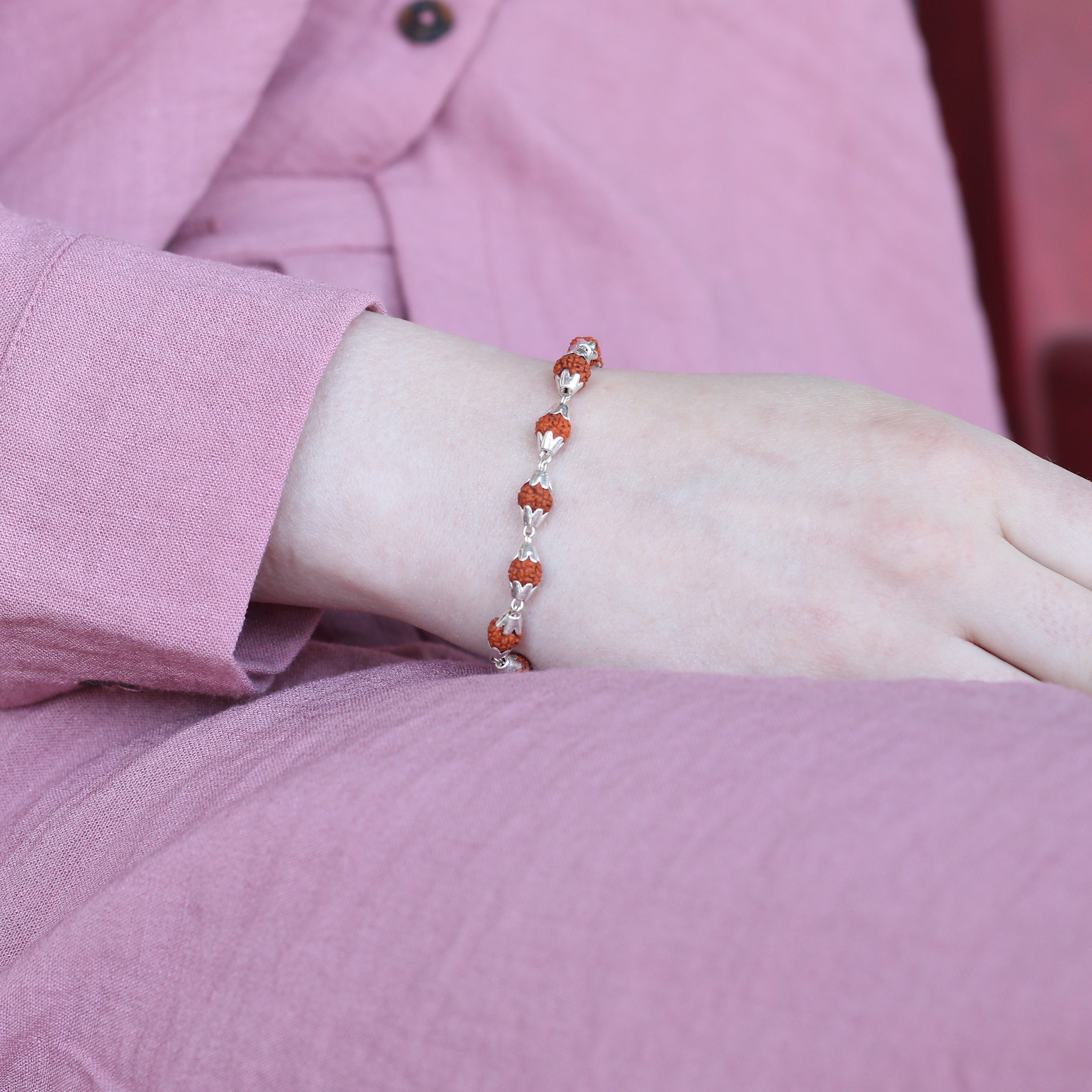 Sterling silver rudraksha hindu unsex bracelet