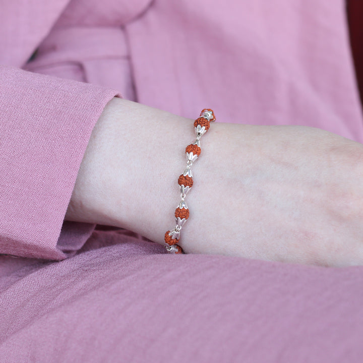 Sterling silver rudraksha hindu unsex bracelet