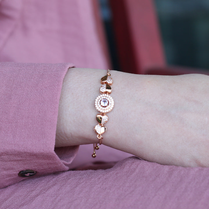 Large Zircon Heart Charm adjustable Bracelet