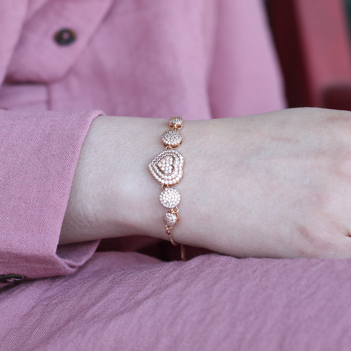Adjustable Slider Heart Love Rose Fold bracelet