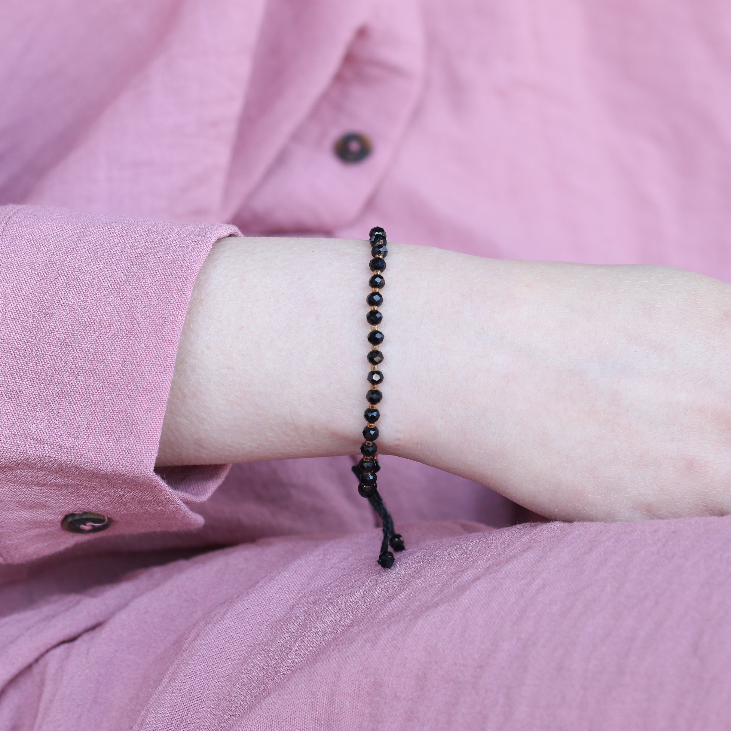 Adjustable Black Beads Bracelet For new borns and adults