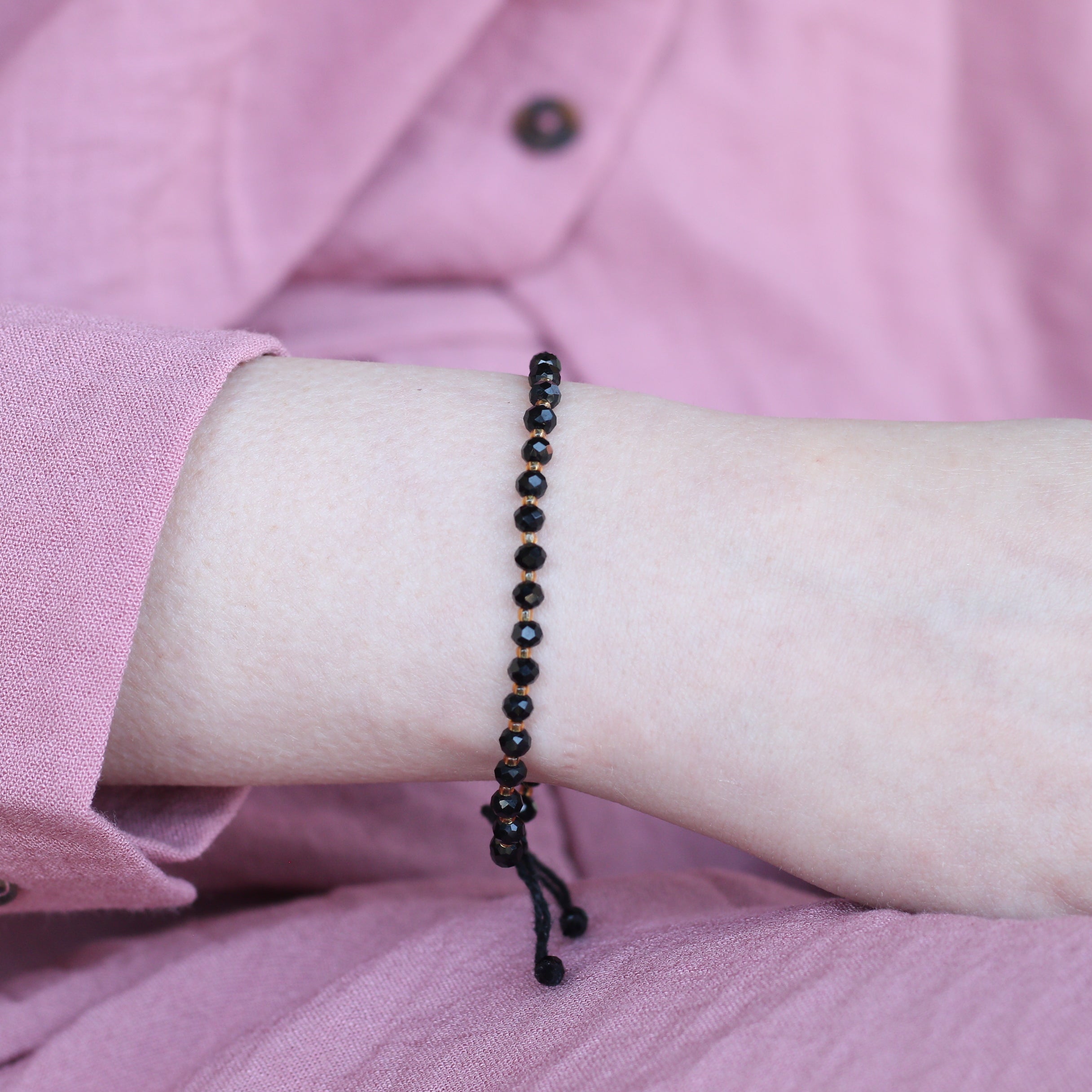 Adjustable Black Beads Bracelet For new borns and adults