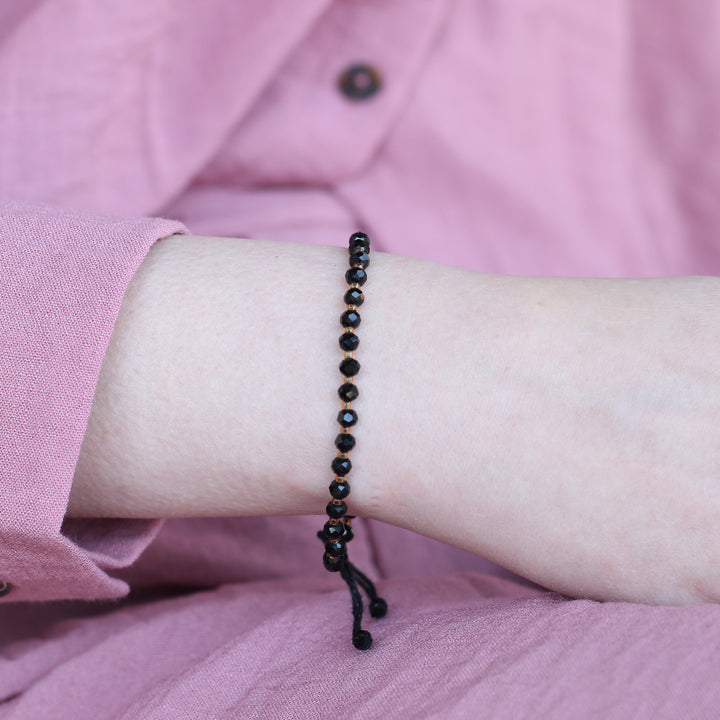 Adjustable Black Beads Bracelet For new borns and adults