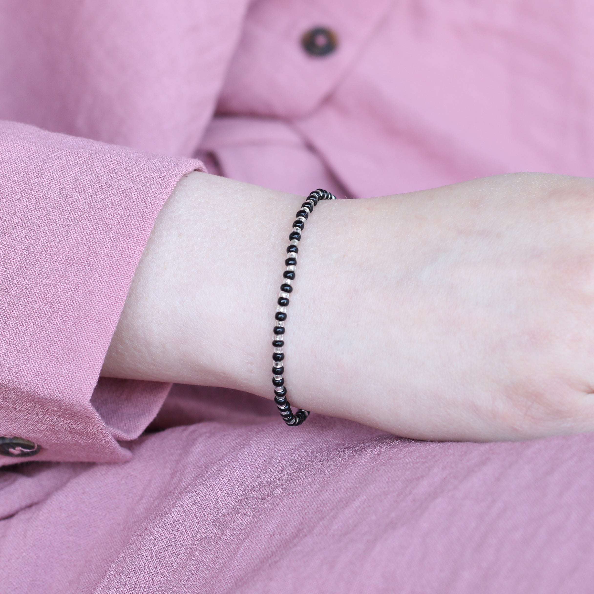 Adjustable Black Beads Bracelet For new borns and adults