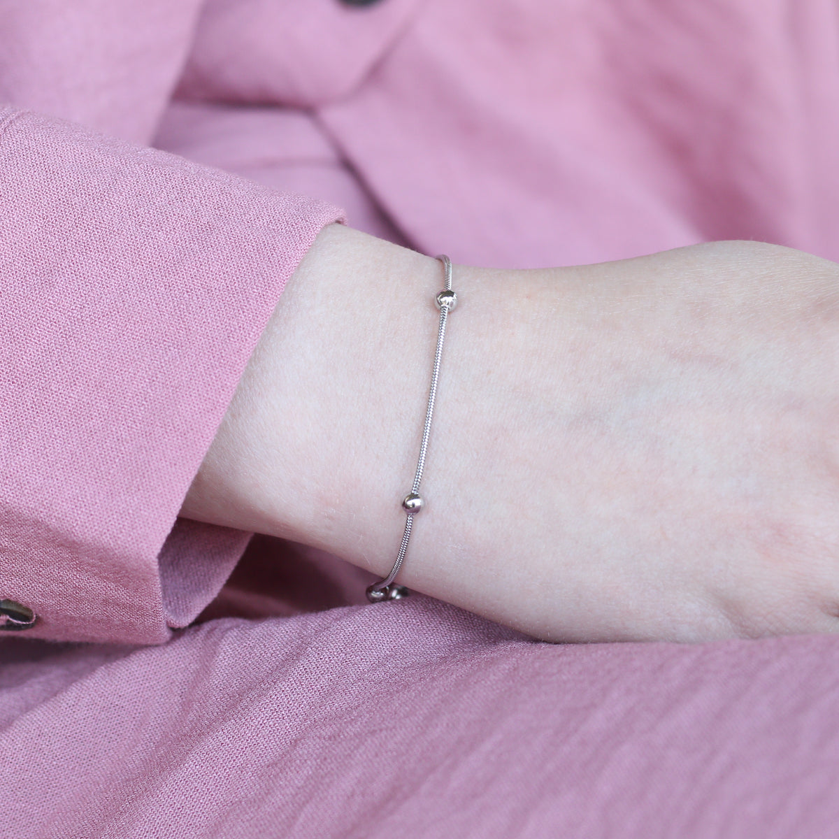 Silver Ball beaded Charm Slim Thread Bracelet — Boho Jewellery UK | The Colourful Aura