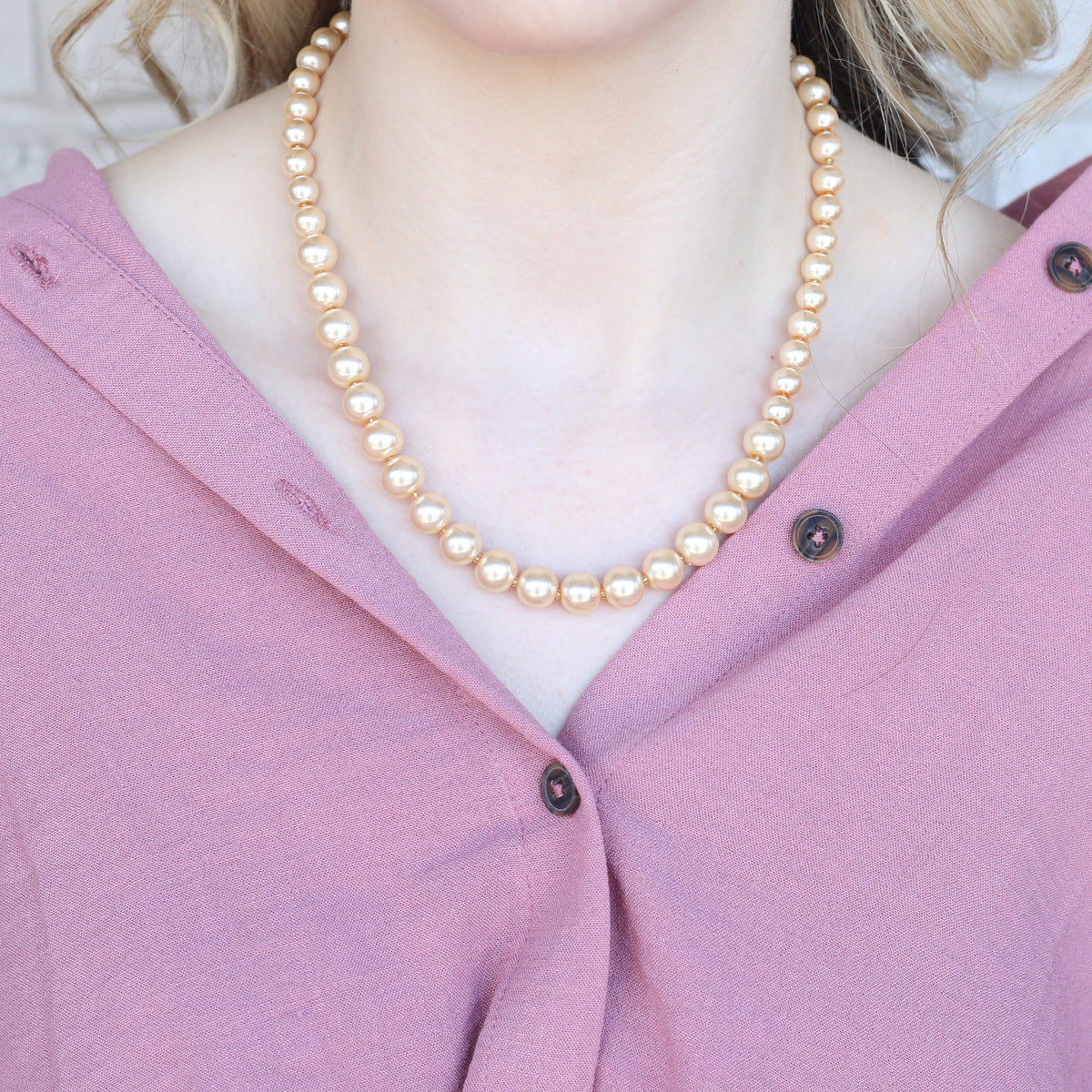 Large Golden Round Pearl Bridesmaid Statement Wedding Necklace  and Earring Set — Boho Jewellery UK | The Colourful Aura