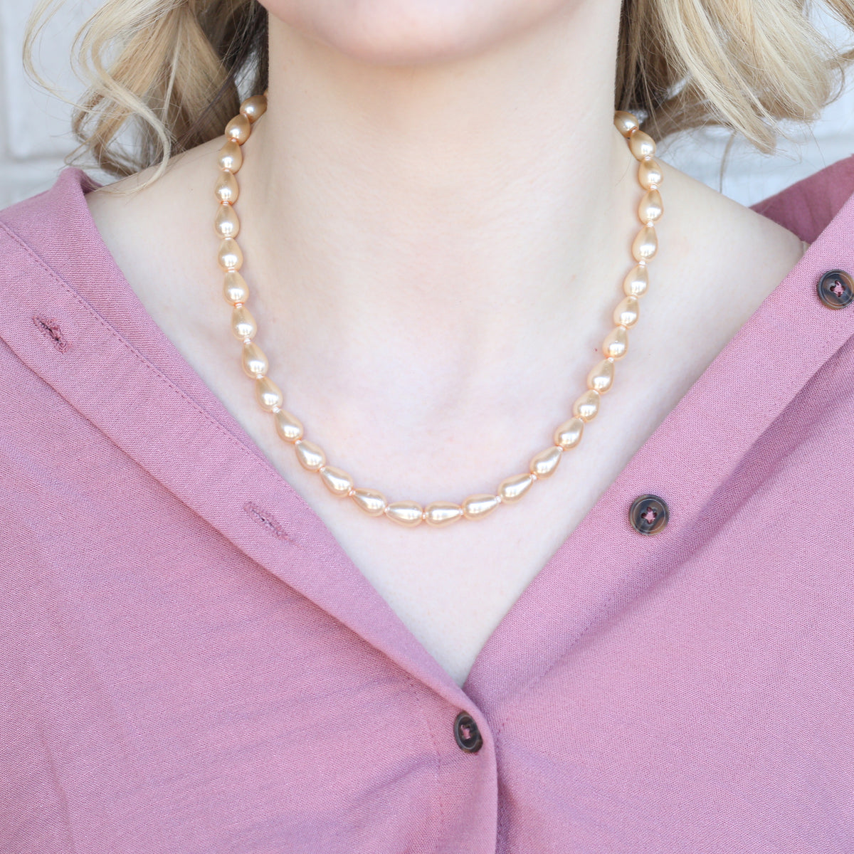 Golden Oval Shape Classic Diana Wedding Pearl Necklace and Earring Set — Boho Jewellery UK | The Colourful Aura