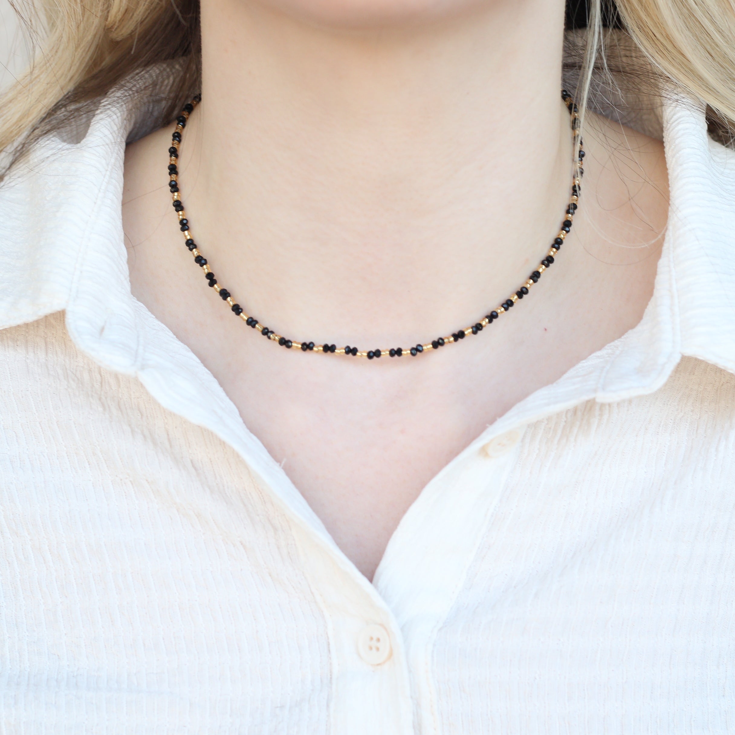 Handmade Black Gold Crystal Beaded Indian Asian Nazar Mangalsutra Necklace
