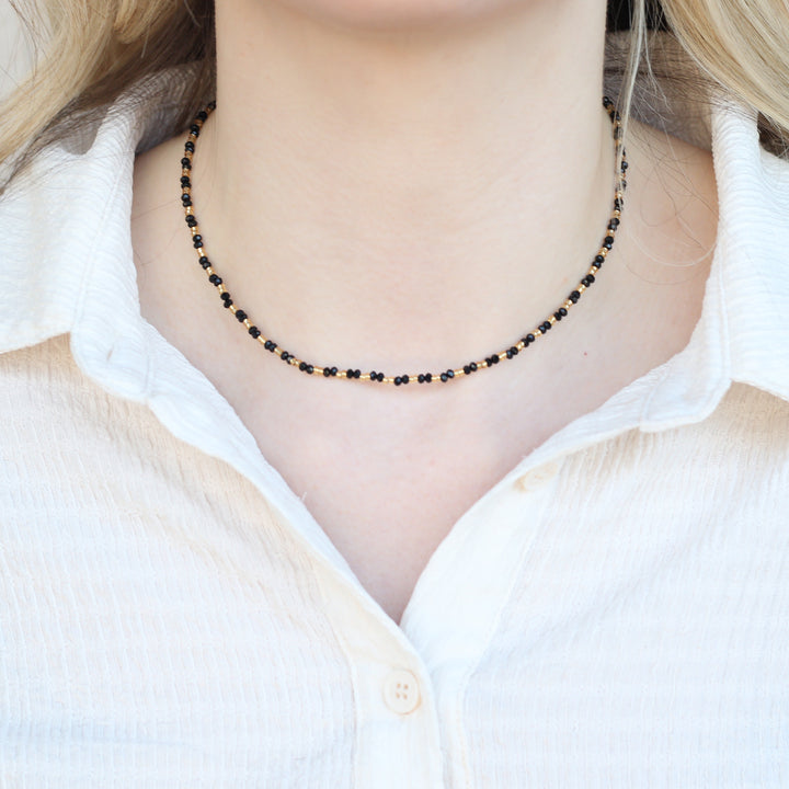 Handmade Black Gold Crystal Beaded Indian Asian Nazar Mangalsutra Necklace