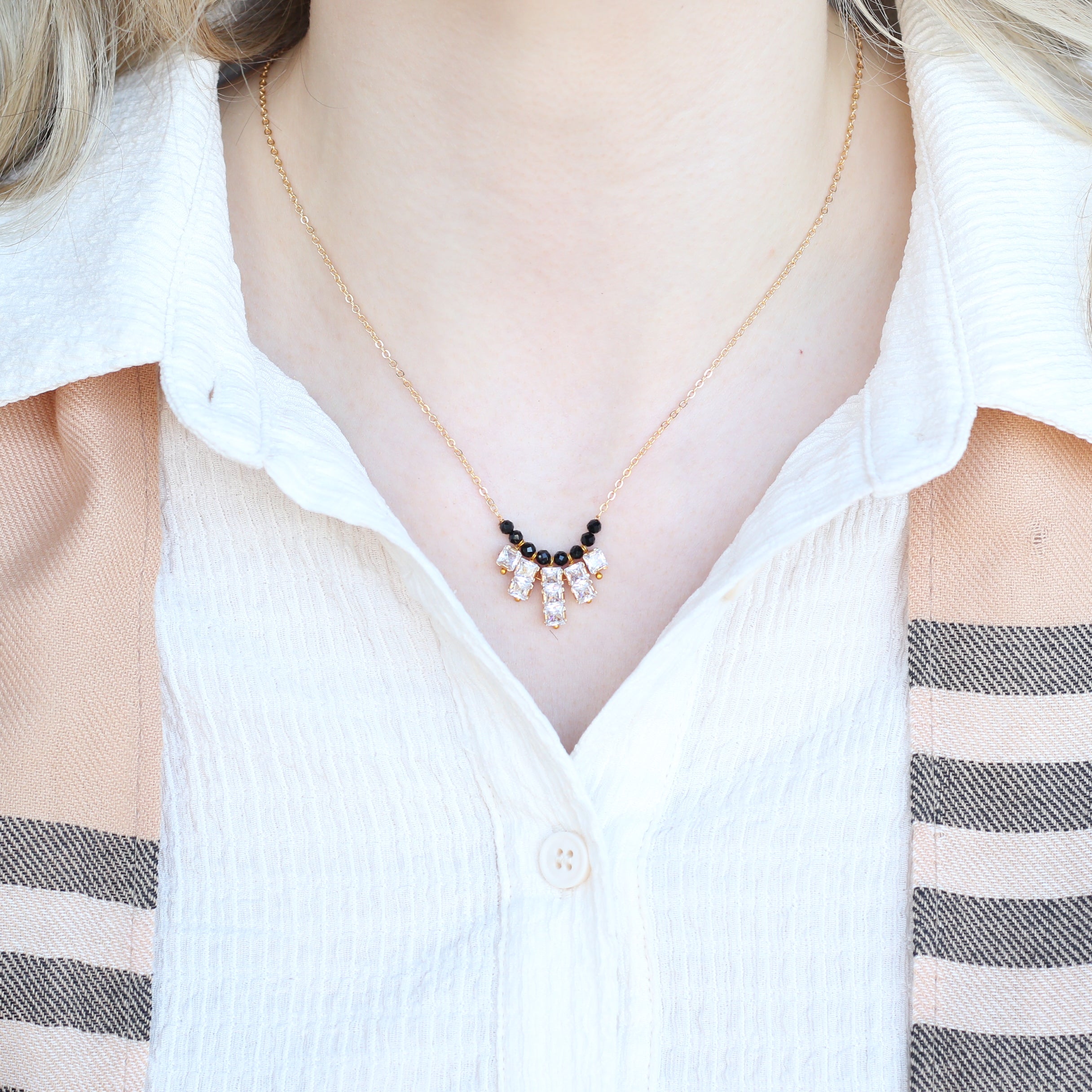Indian Nazarian Gold Mangalsutra Stone Pendant Necklace