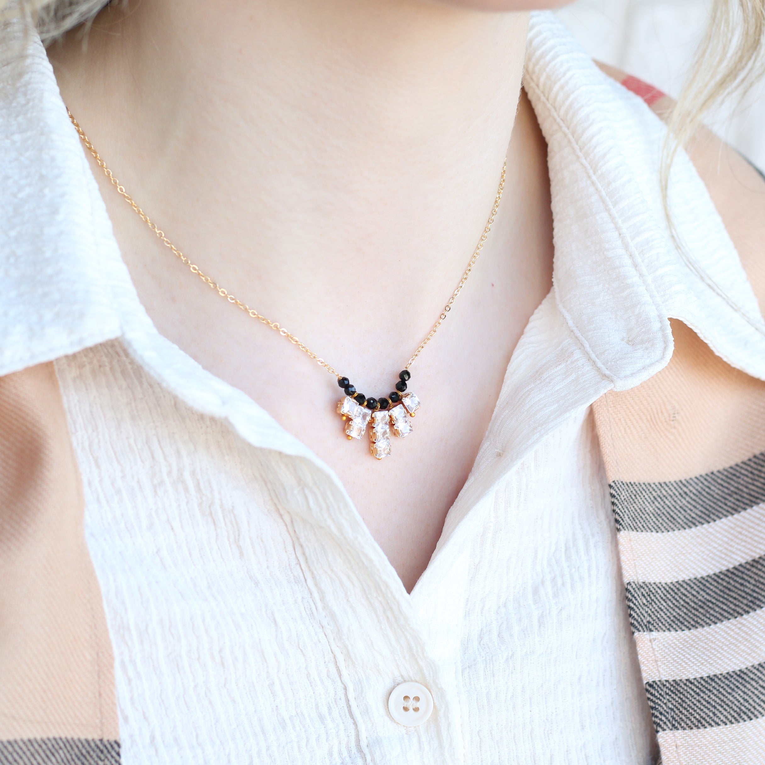 Indian Nazarian Gold Mangalsutra Stone Pendant Necklace