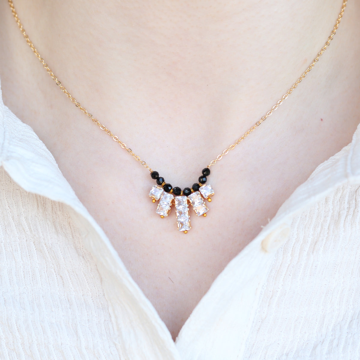 Indian Nazarian Gold Mangalsutra Stone Pendant Necklace — Boho Jewellery UK | The Colourful Aura