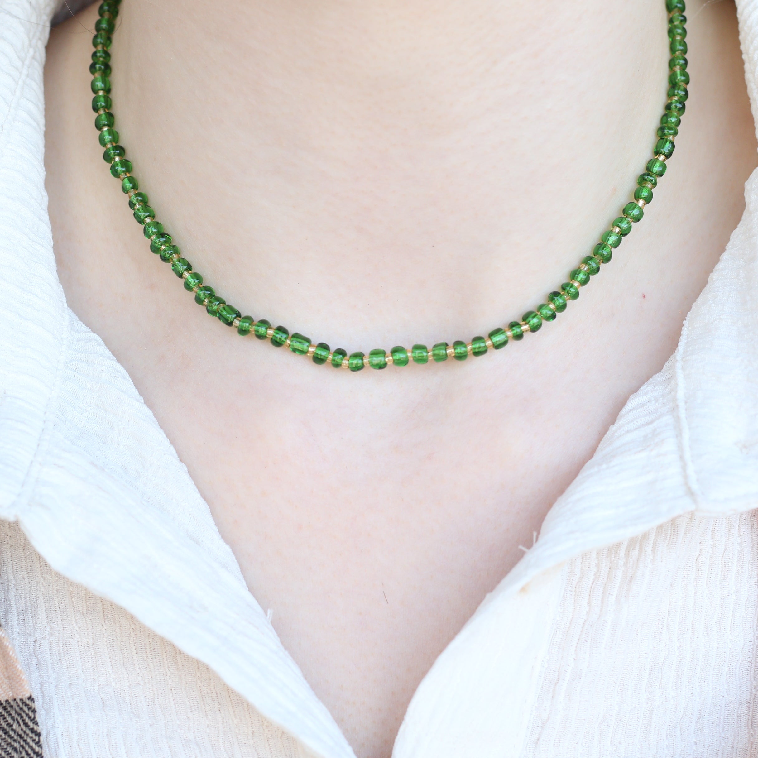 Green Crystal Quartz Tassel Mala Necklace