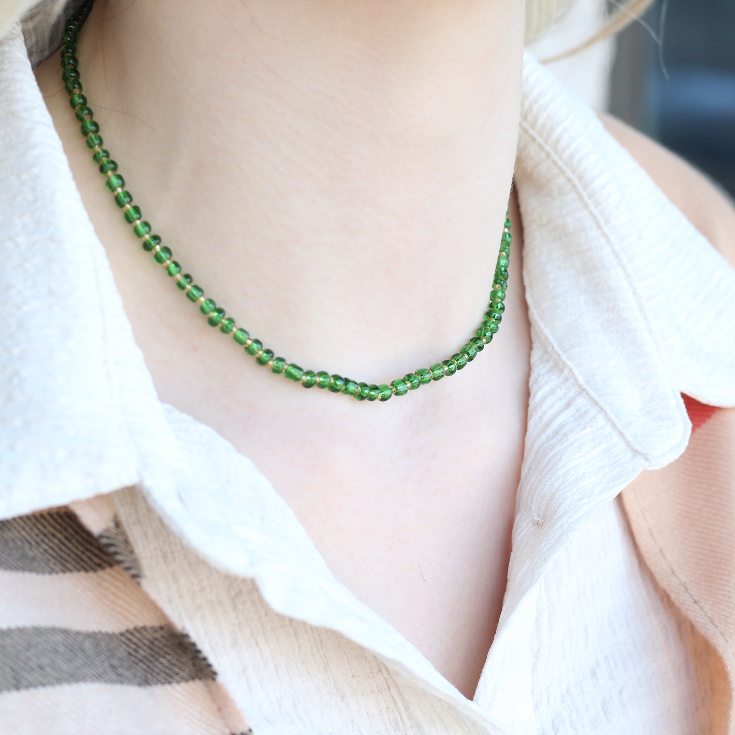 Green Crystal Quartz Tassel Mala Necklace