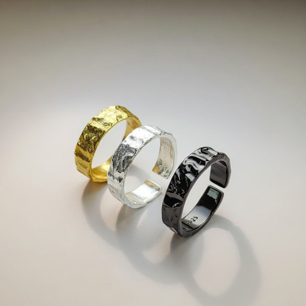 925 Silver Adjustable Hammered Foil Boho Midi Tribal Band Toe Ring – The Colourful Aura